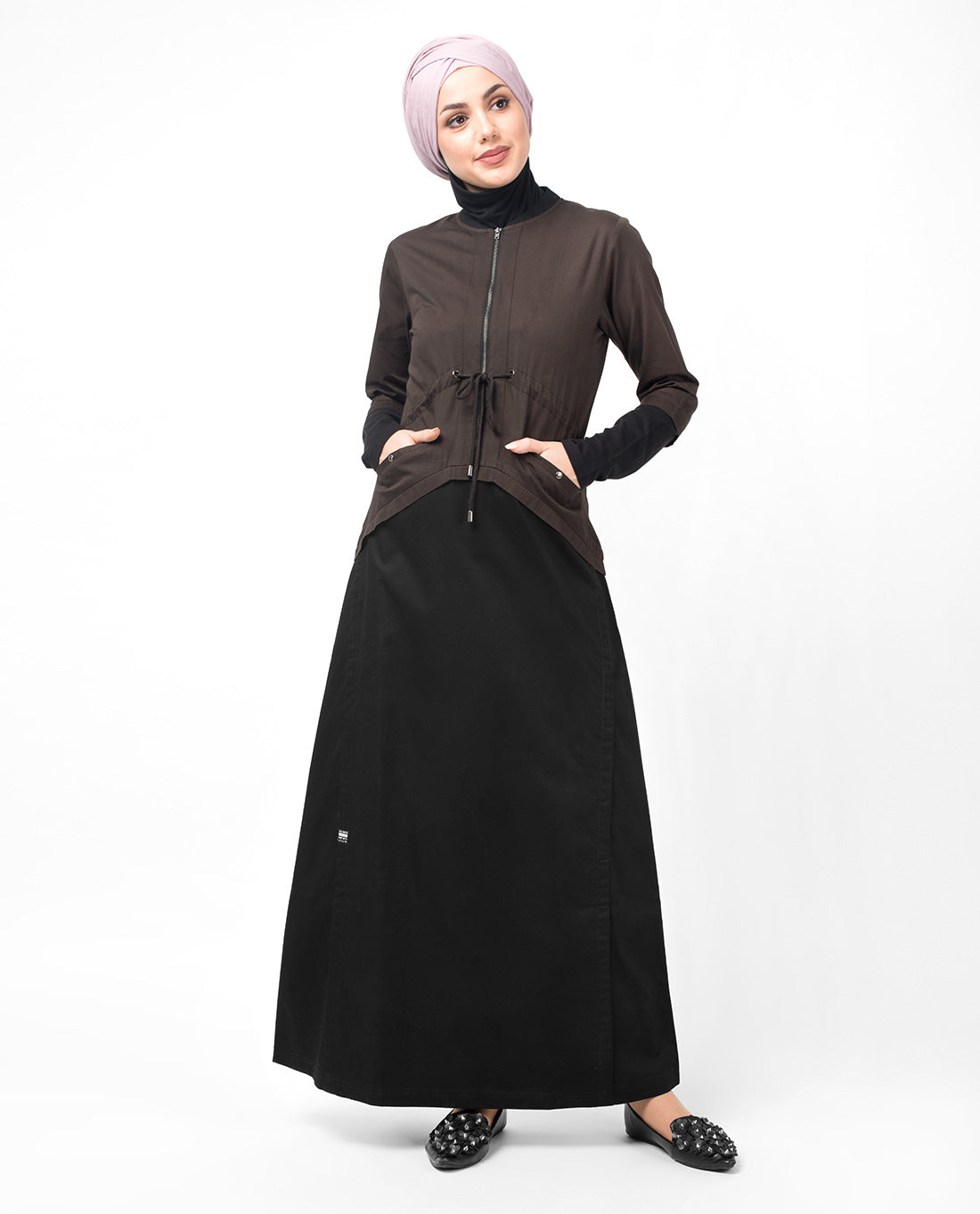 Dark Olive Curved Hem Jilbab