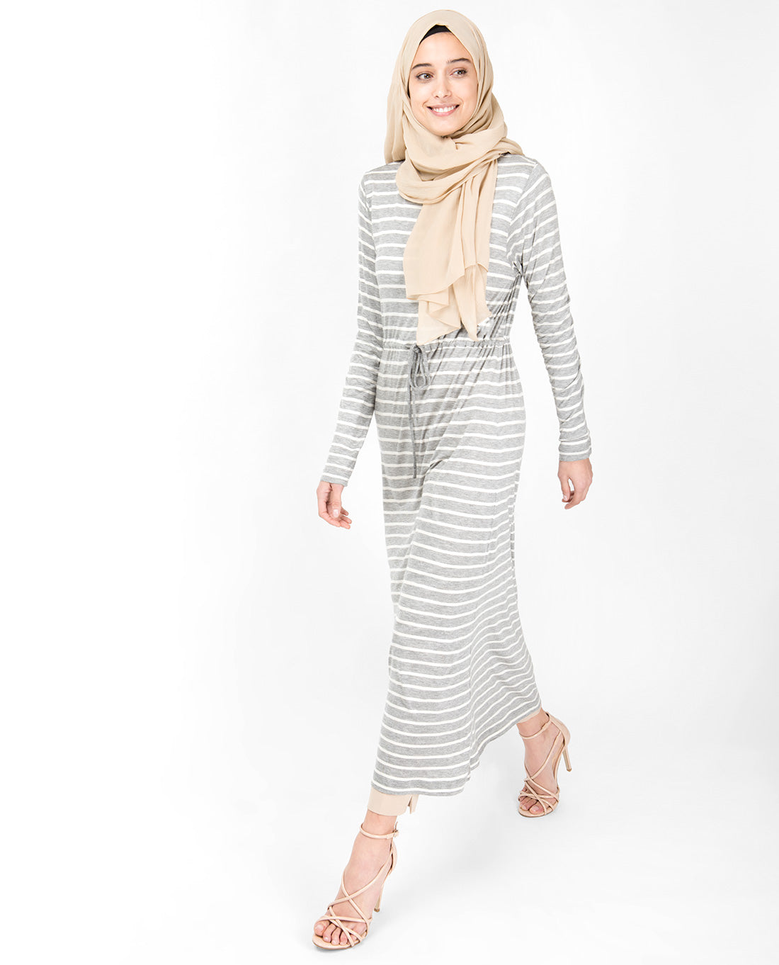 Grey Striped Maxi Dress