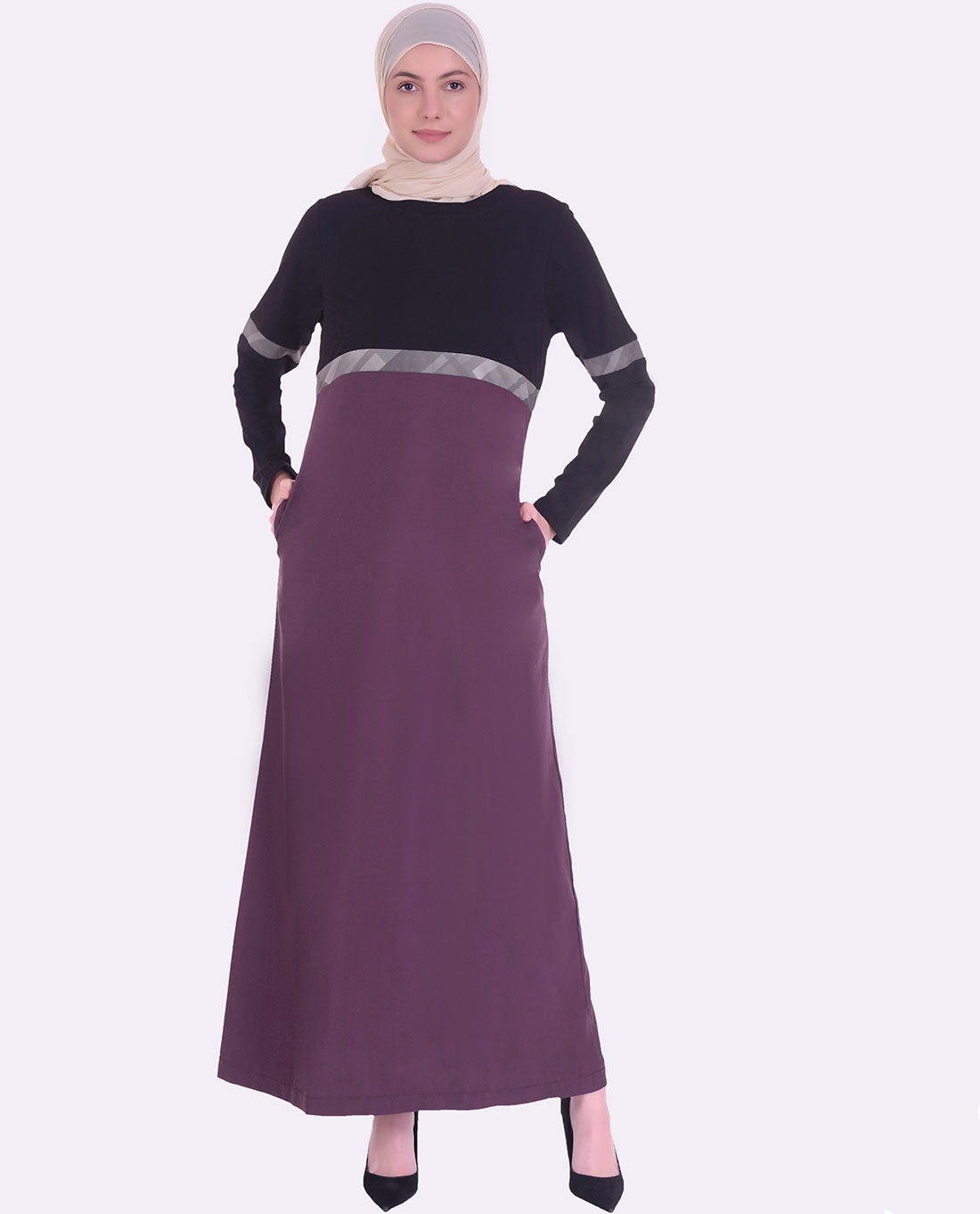 Purple and Black Noorani Jilbab