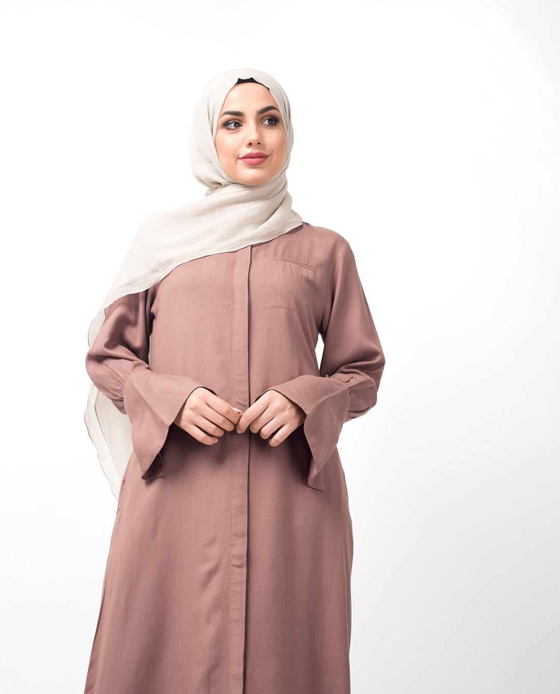 Full Front Open Bell Sleeve Abaya