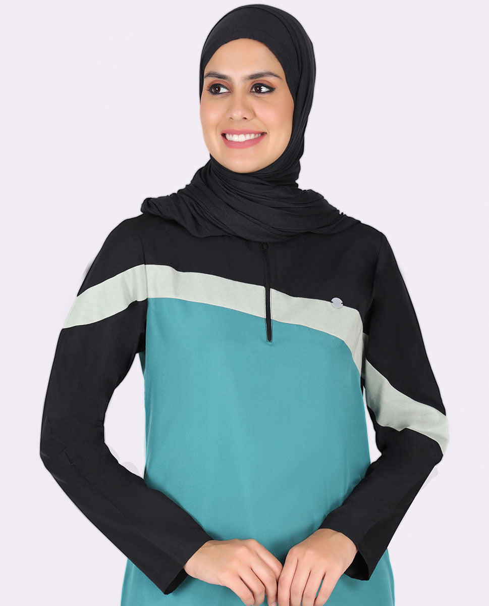 Blue And Black Diagonal Contrast Jilbab