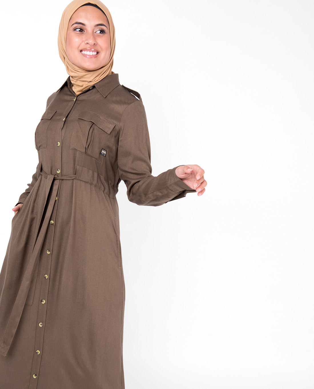 Teak Brown Full Front Open Jilbab