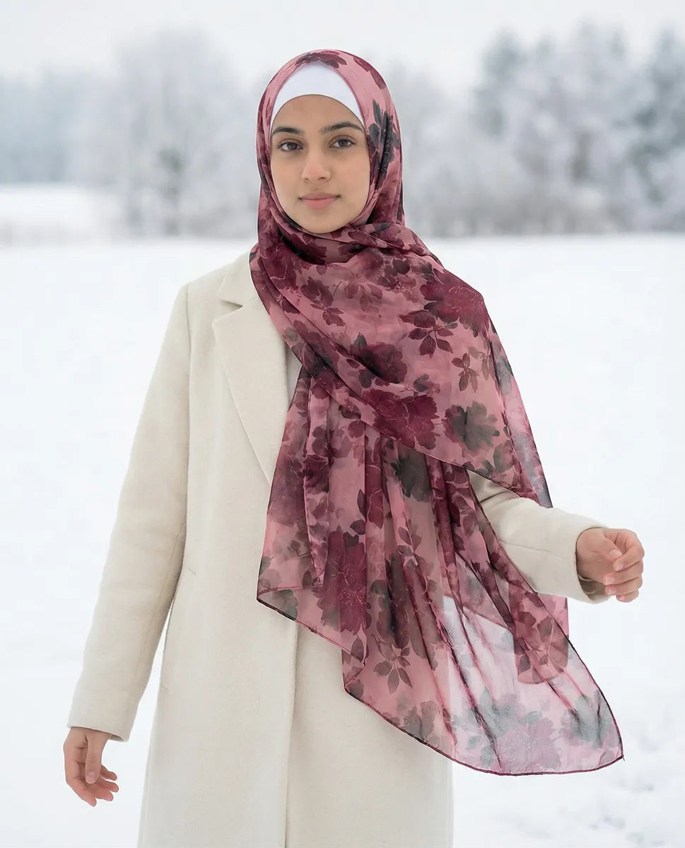 Rose Veil – Printed Georgette Hijab