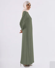 Rayon Full Sleeve Slip Dress - Nutria Green