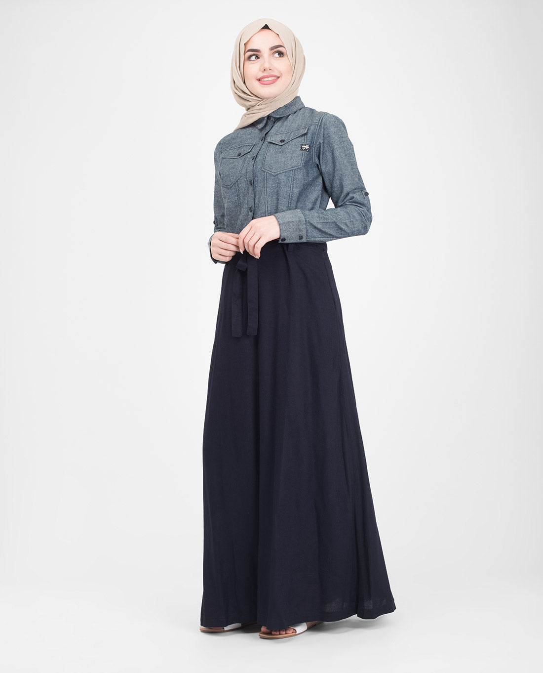 Utility Denim Flared Jilbab