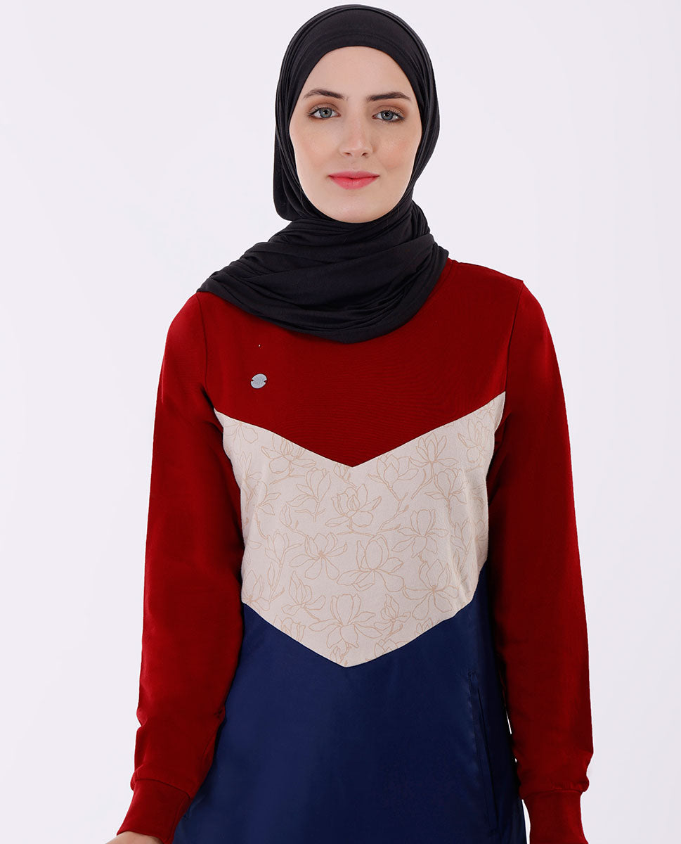 Colour Panel & Floral Print Jilbab