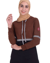 Brown Colour Block Hoody Top