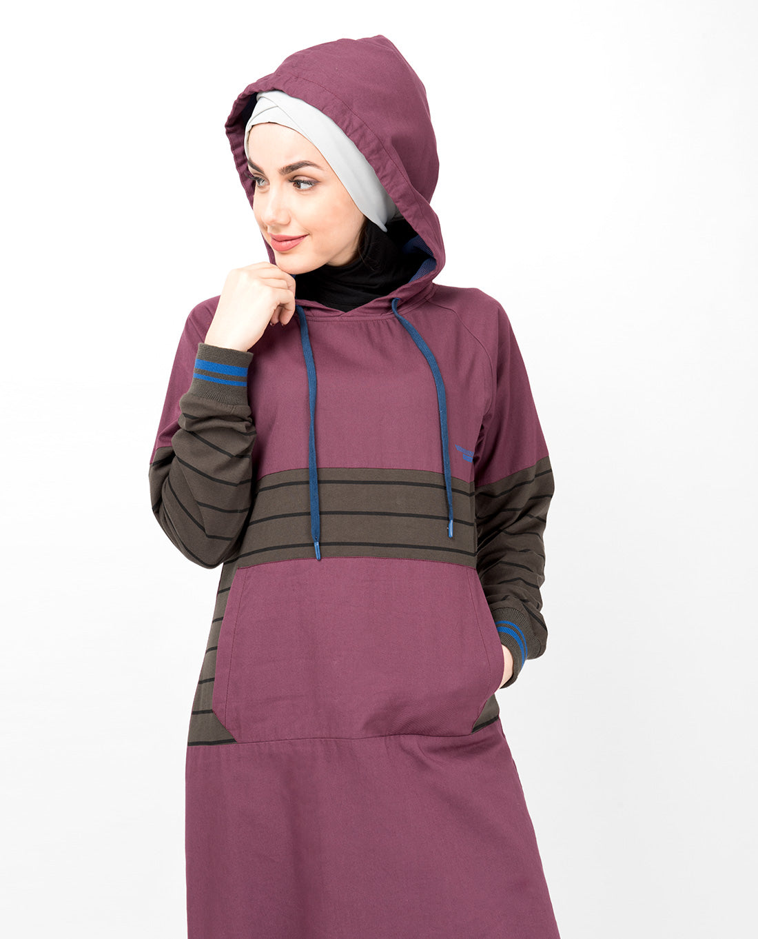 Plum Casual Hooded Jilbab