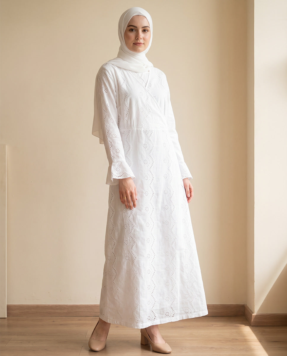 Delicate Eyelet Cotton Pilgrimage Gown