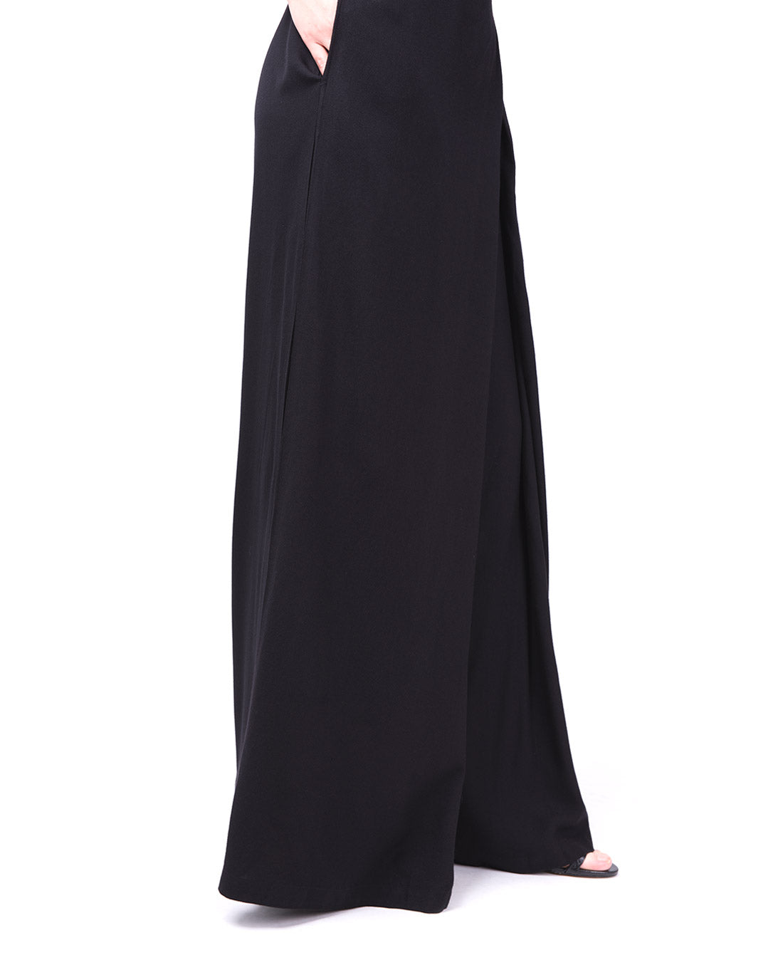 Overlap Wide Leg Black Trouser