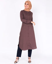 Deep Taupe Pin Tuck Shirt Dress