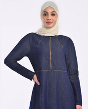 Fine Denim Frilled Neck Jilbab