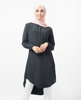 Black Dipped Hem Shirt Midi