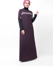 Plum & Black Contrast Sleeve Abaya