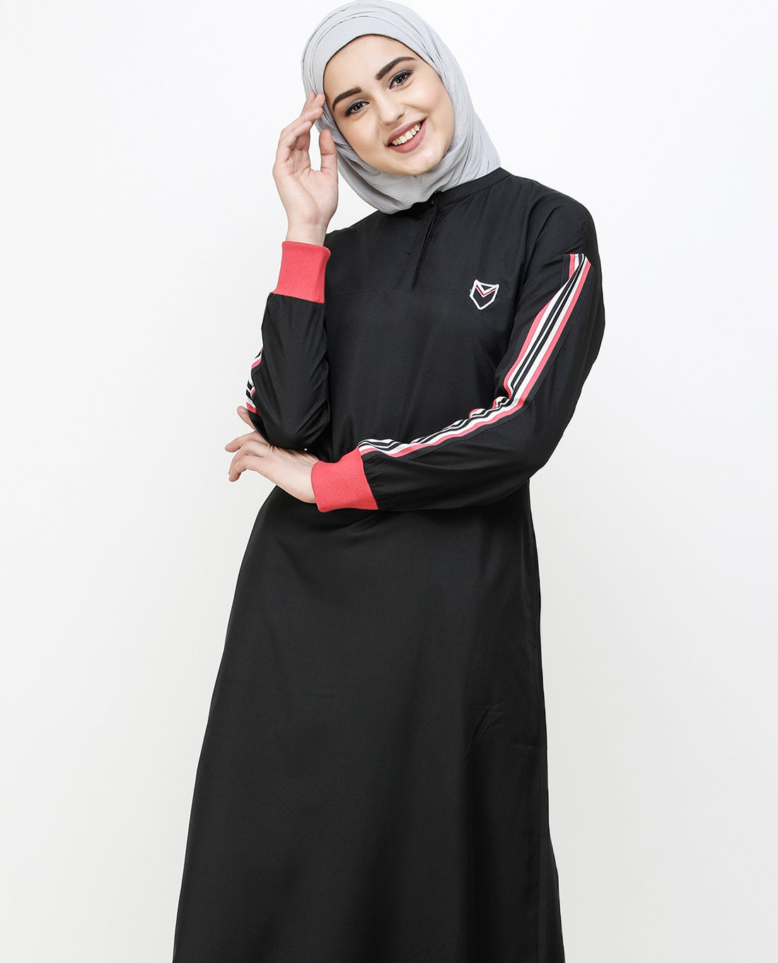 Magnet Grey Front Mid Zipper Jilbab