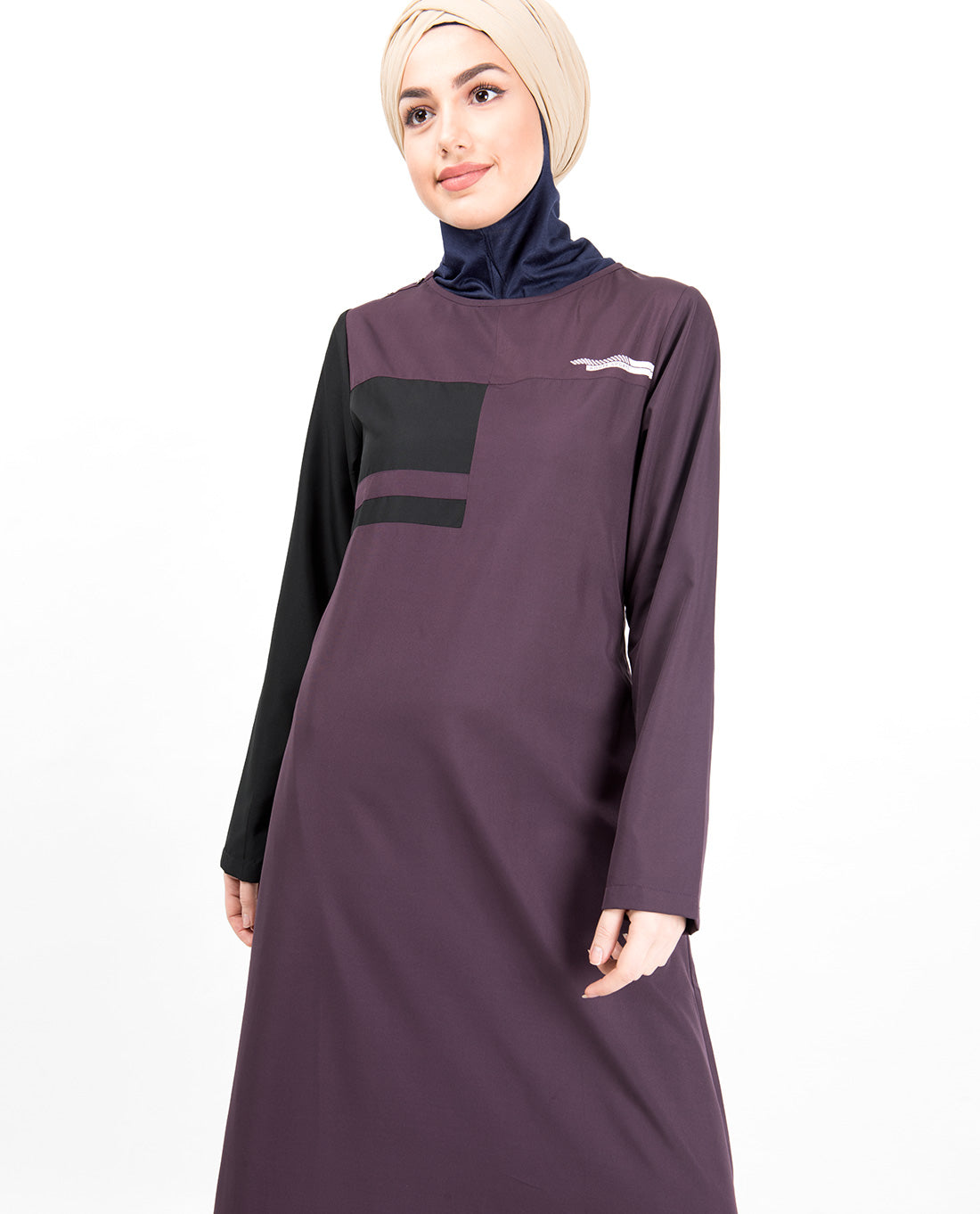 Plum & Black Button Neck Jilbab