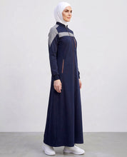 Navy Grey Sporty Contrast Jilbab
