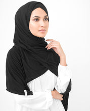 Jet Black Viscose Jersey Scarf