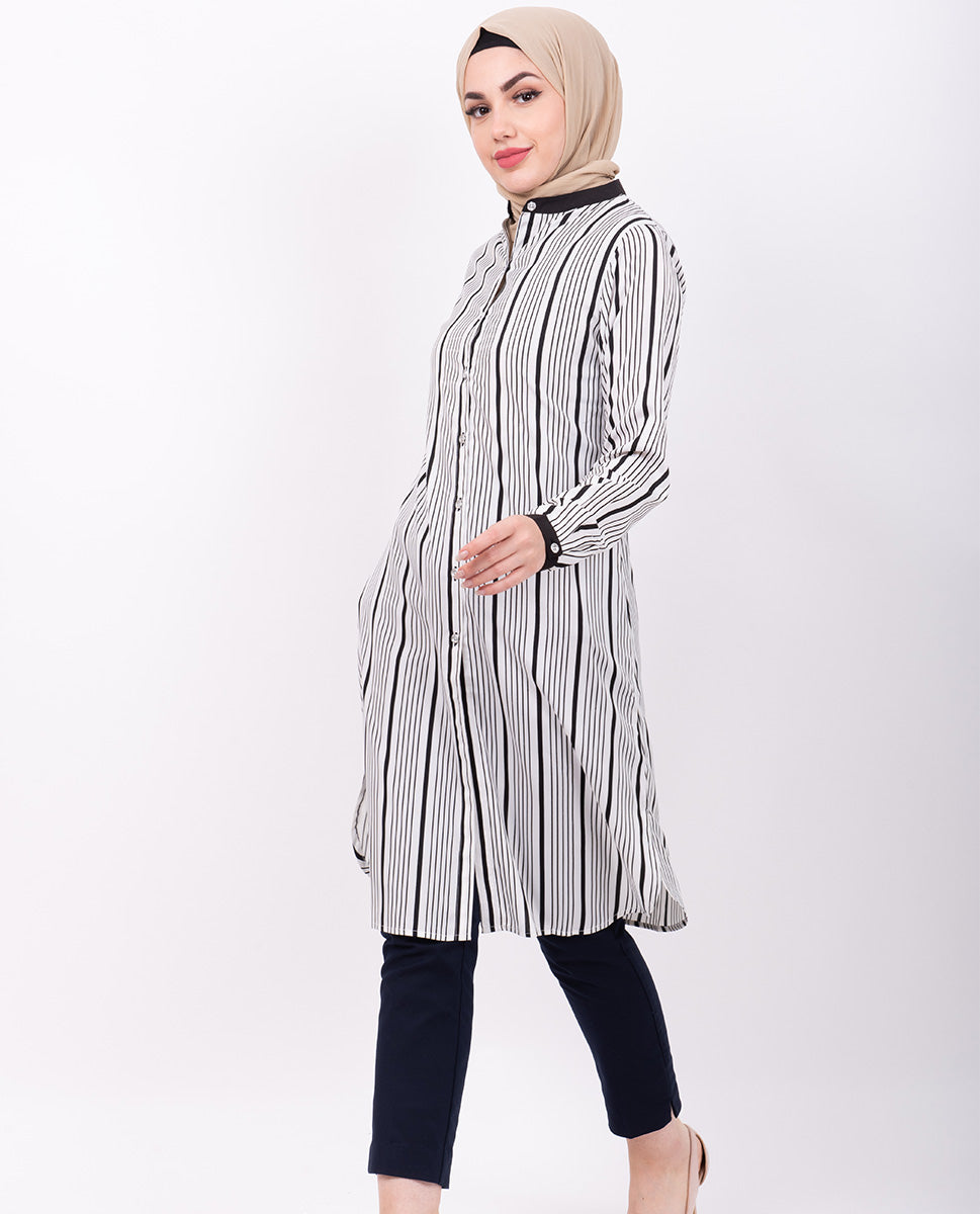 Navy & White Striper Shirt Dress