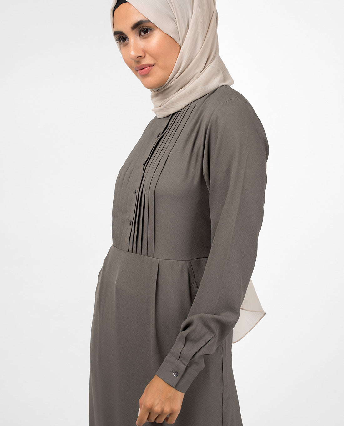 Grey Pintuck Abaya