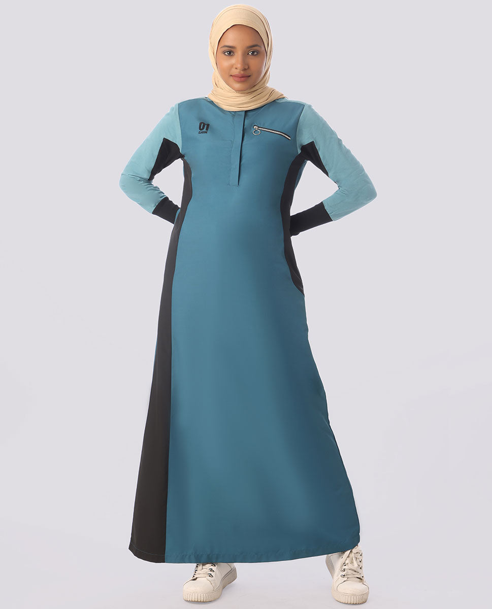 Moroccan Blue Side Panel Jilbab