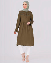 Olive Green Cut Work Embroidery Top