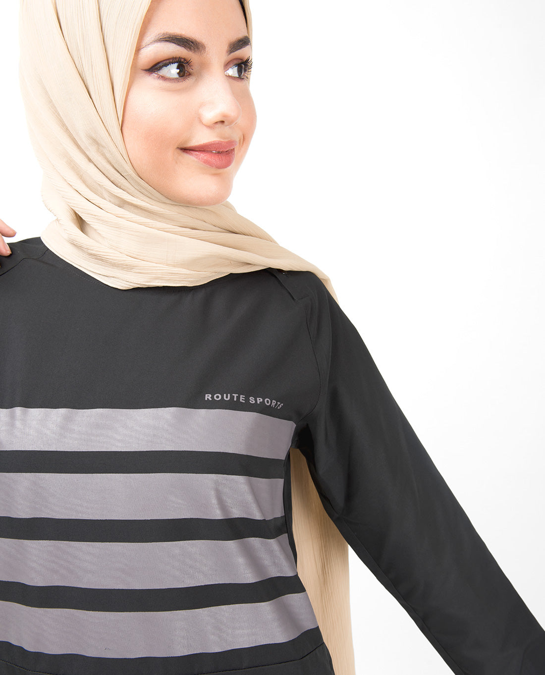 Striped Print High Low Hem Jilbab