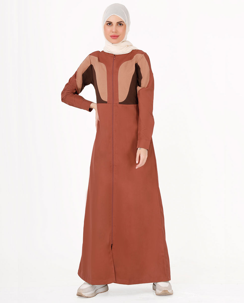 Baked Brick Full Front Open Jilbab