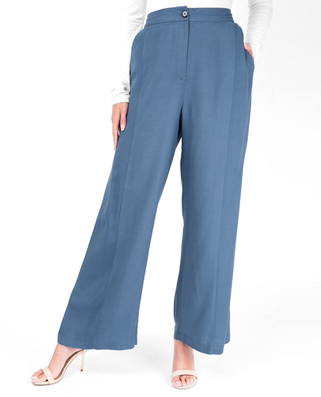 Extendable Waist Blue Palazzo Trouser