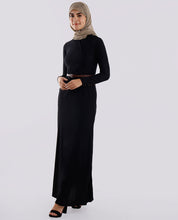 Charcoal Black Cross Neck Belted Abaya