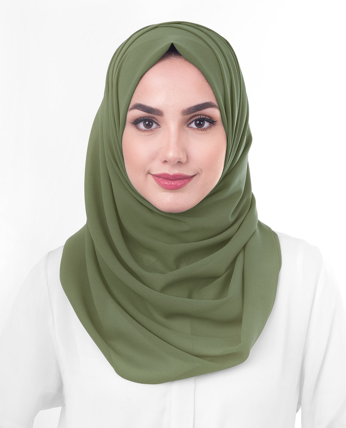 Olive Drab Green Poly Georgette Scarf