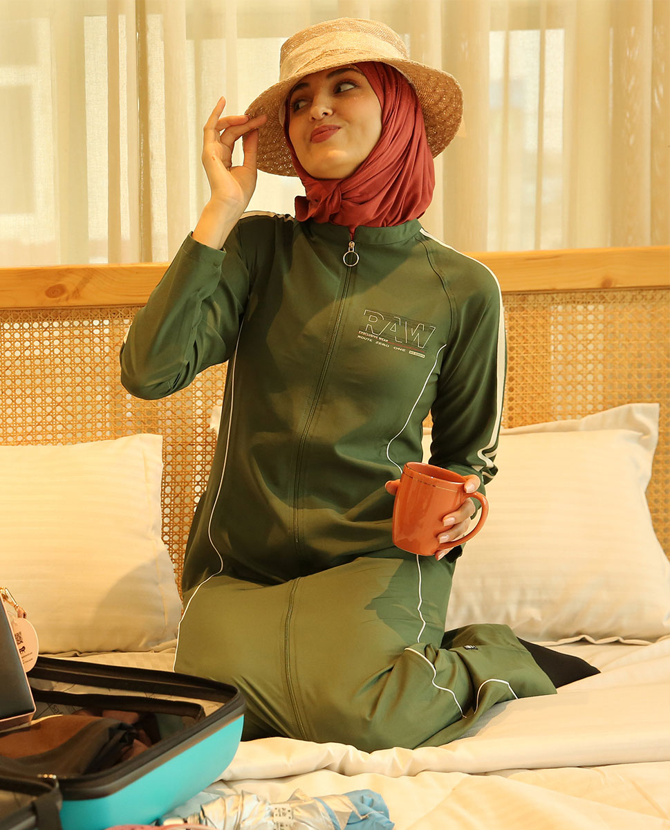 Fern Green Full Front Open Jilbab