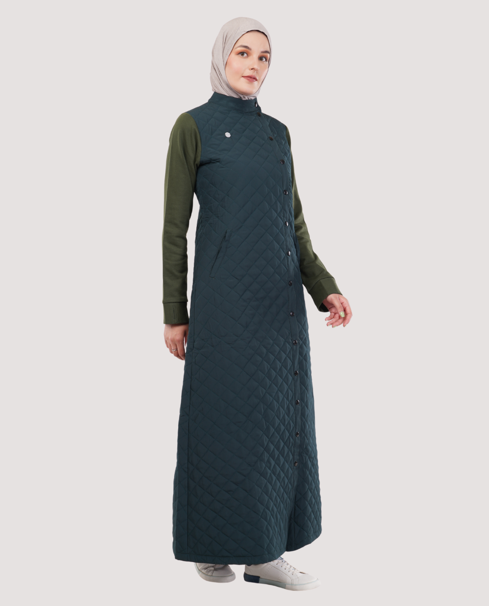 High Neck Collar Heavy Quilted Jilbab