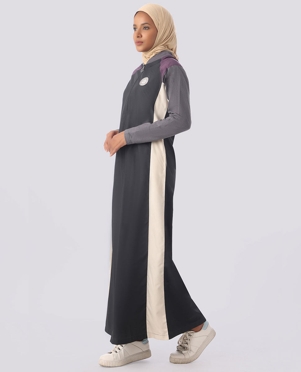 Gull Grey Contrast Panels Jilbab