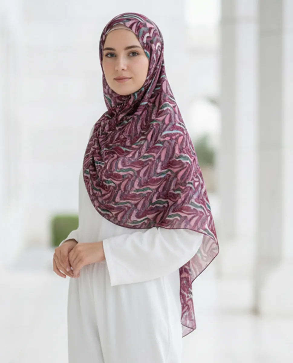 Mauve Flow – Printed Georgette Hijab