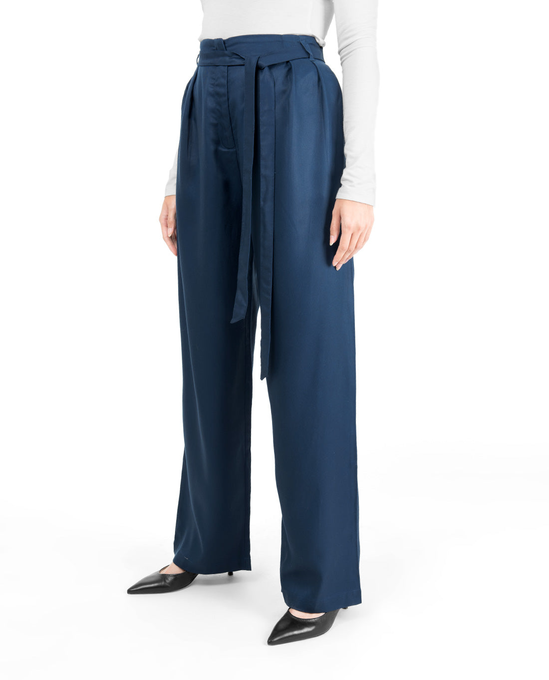 Blue Inverted Double Pleat Trouser
