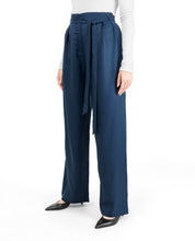 Blue Inverted Double Pleat Trouser