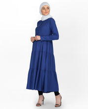 True Blue Three Layer Gathered Midi Dress