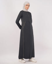 Contrast Piping Full Front Open Jilbab