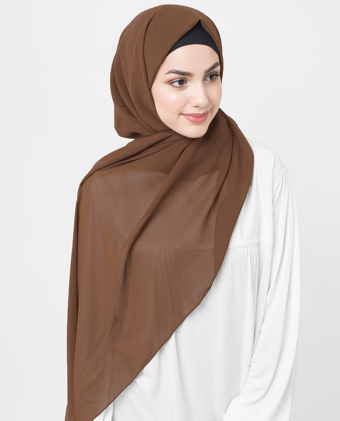 Cocoa Brown Poly Georgette Scarf