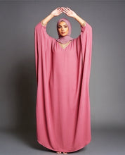 Peach Nida Satin Kaftan Abaya