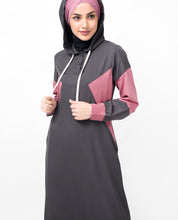 Grey & Pink Classic Route Hooded Abaya