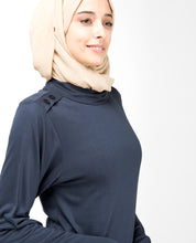 Blue High Neck Long Top