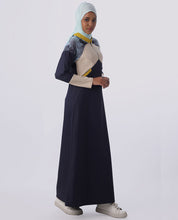 Navy Base Ball Collar Geometrical Print Jilbab