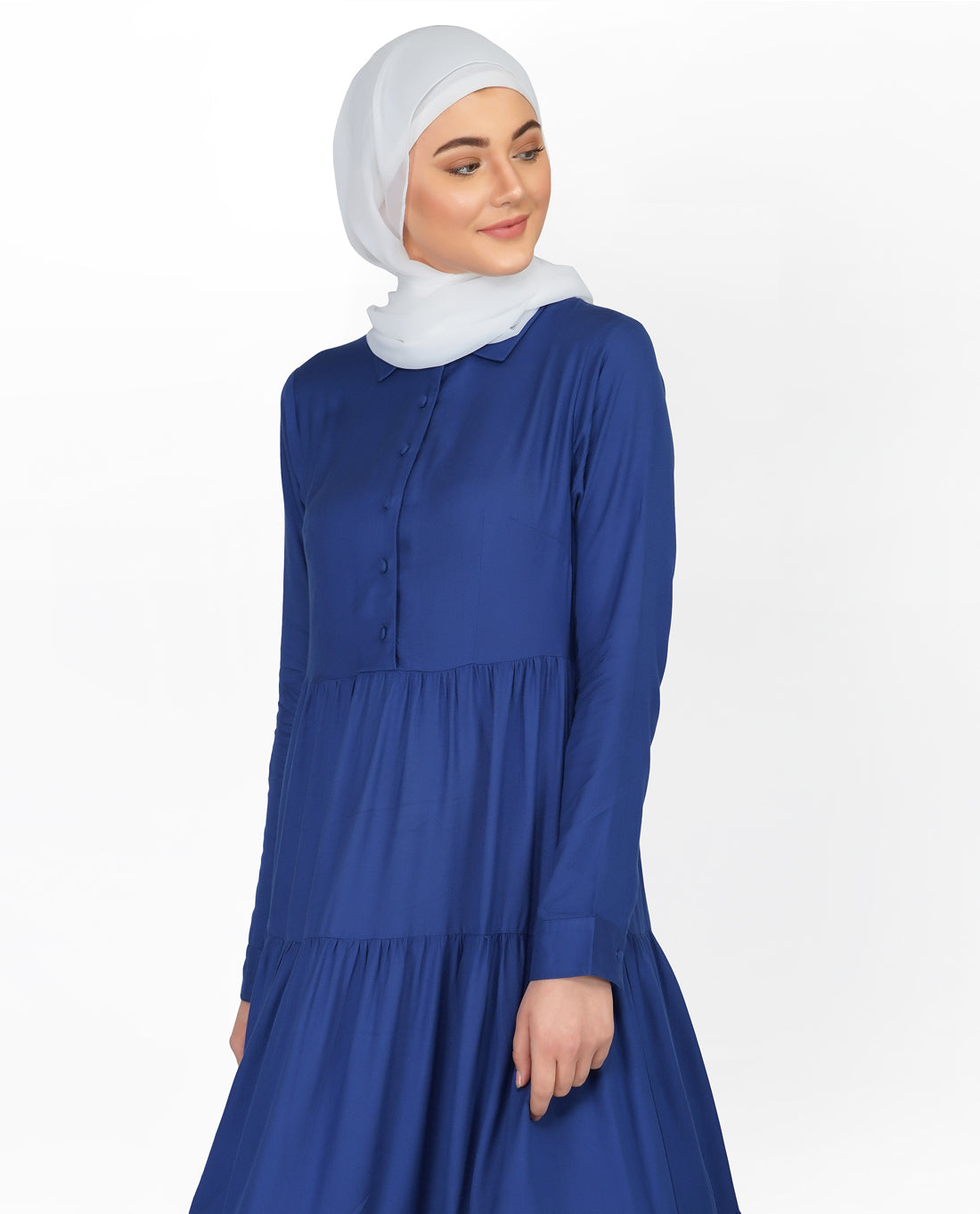 True Blue Three Layer Gathered Midi Dress