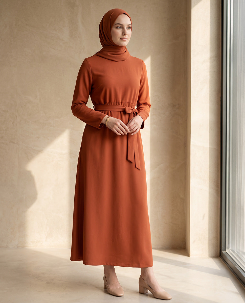 Desert Rust High-Neck Abaya