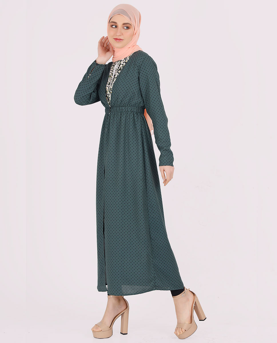 Round Collar Green Summer Outerwear