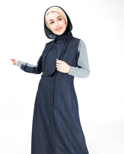 Detachable Hoodie Deep Denim Abaya