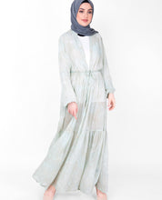 Mint Gathered Full Front Open Sheer Outerwear