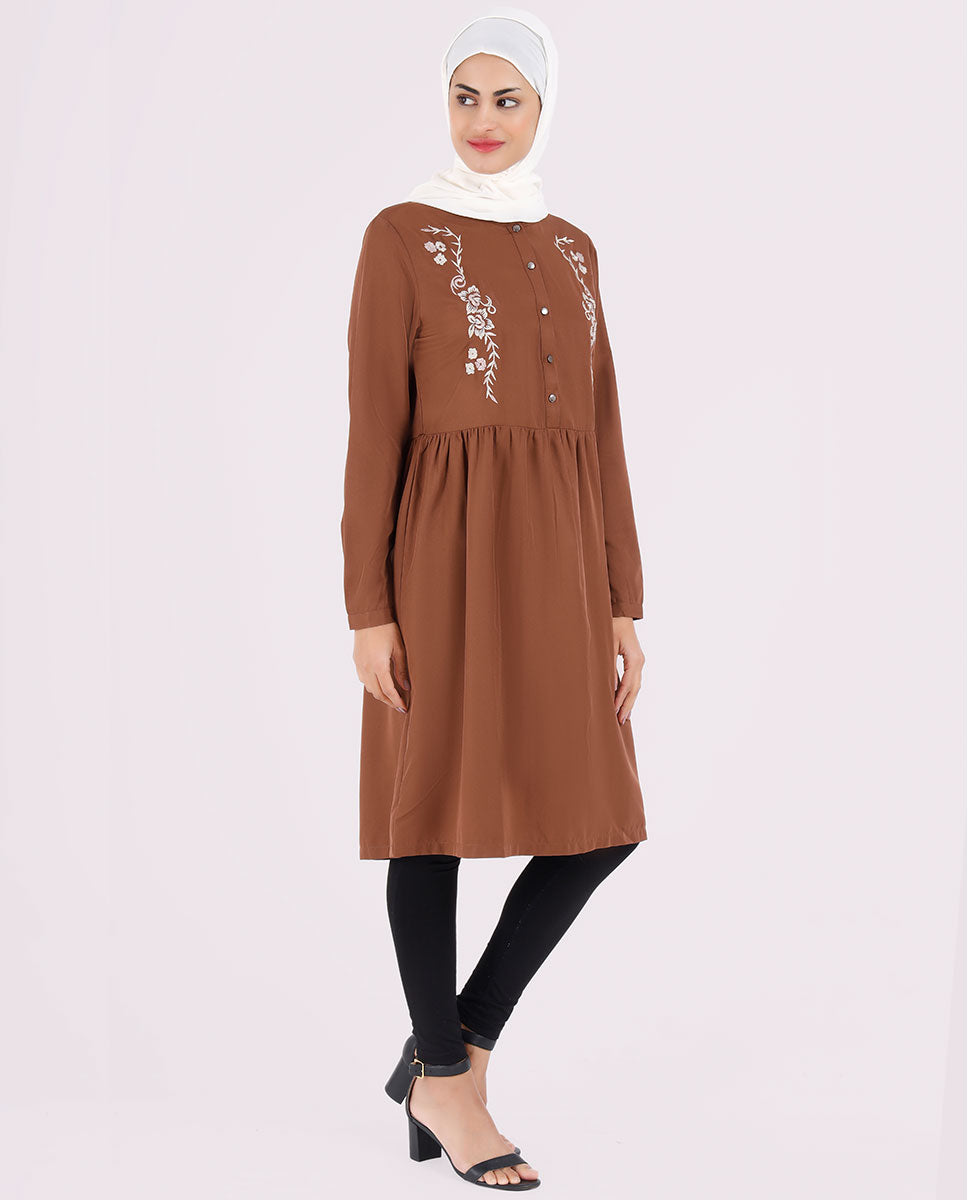 Cinnamon Splash Embroidered Top